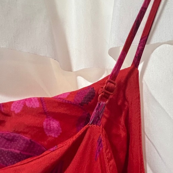 FARM Rio Anthropologie Summer Fruit Satin Maxi Slip Dress Floral Viscose Small - Picture 10 of 14